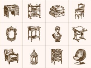 Vintage Interior illustration Set