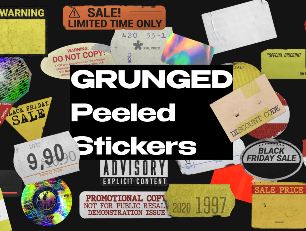 50+ GRUNGED Peeled Stickers