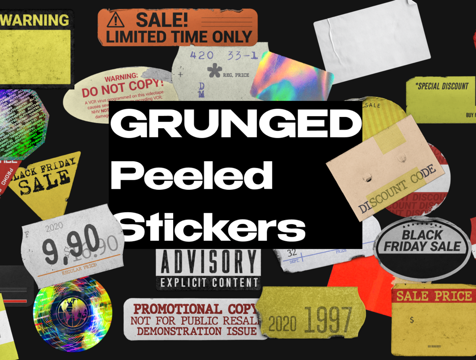 50+ GRUNGED Peeledd Stickers 50+ GRUNGED Peeled Stickers