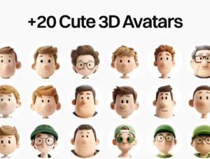 3D Cute Avatars Pack – Adorable 3D Characters for Apps & Websites