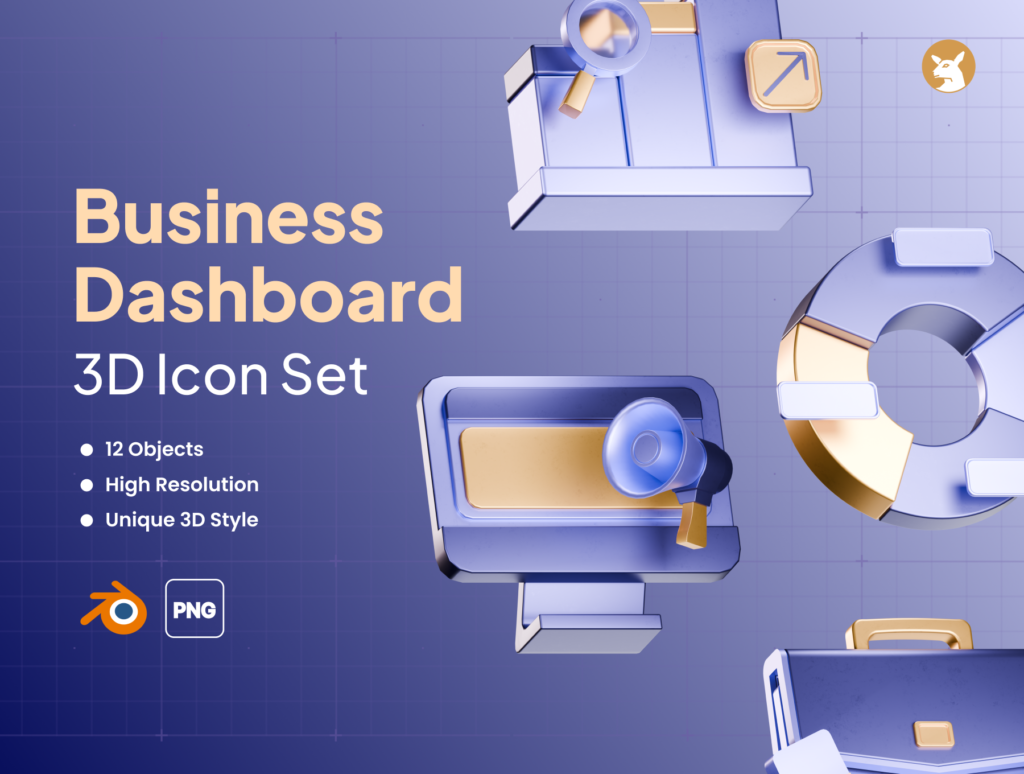 Business Dashboard 3D Icon – Premium SaaS Asset