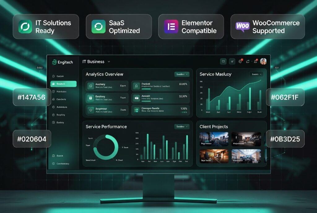 Engitech WordPress Theme – IT Solutions & Services SaaS & Tech Business Builder (v1.8.15)