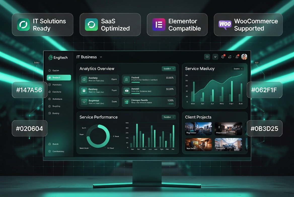 Engitech WordPress Theme – IT Solutions & Services SaaS & Tech Business Builder (v1.8.15)