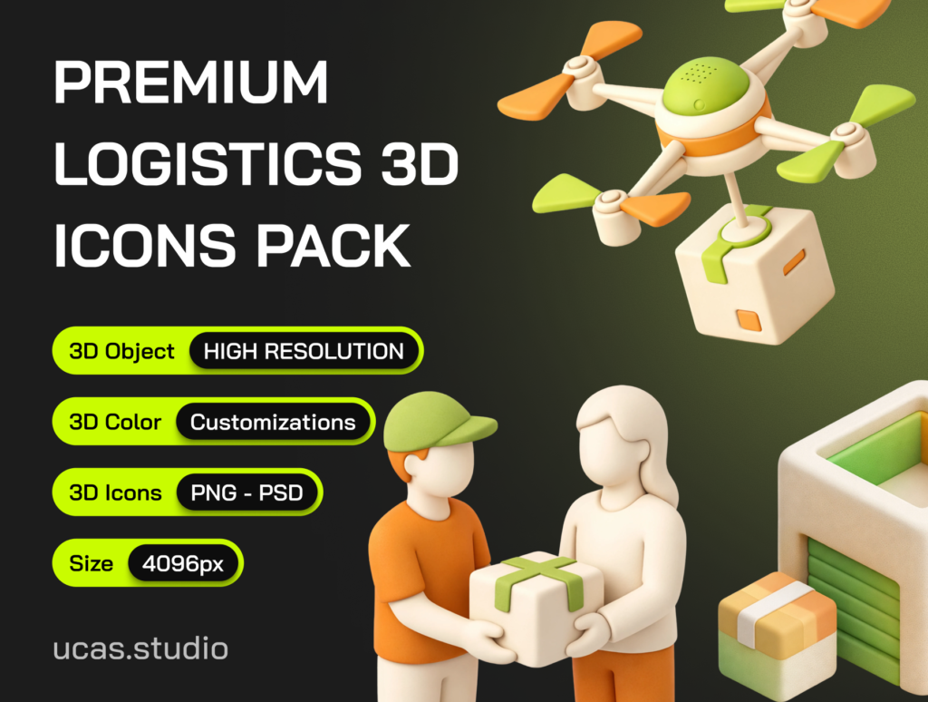 3D Logistics Icon Set – Premium Shipping & Delivery 3D Icons for Apps & Websites