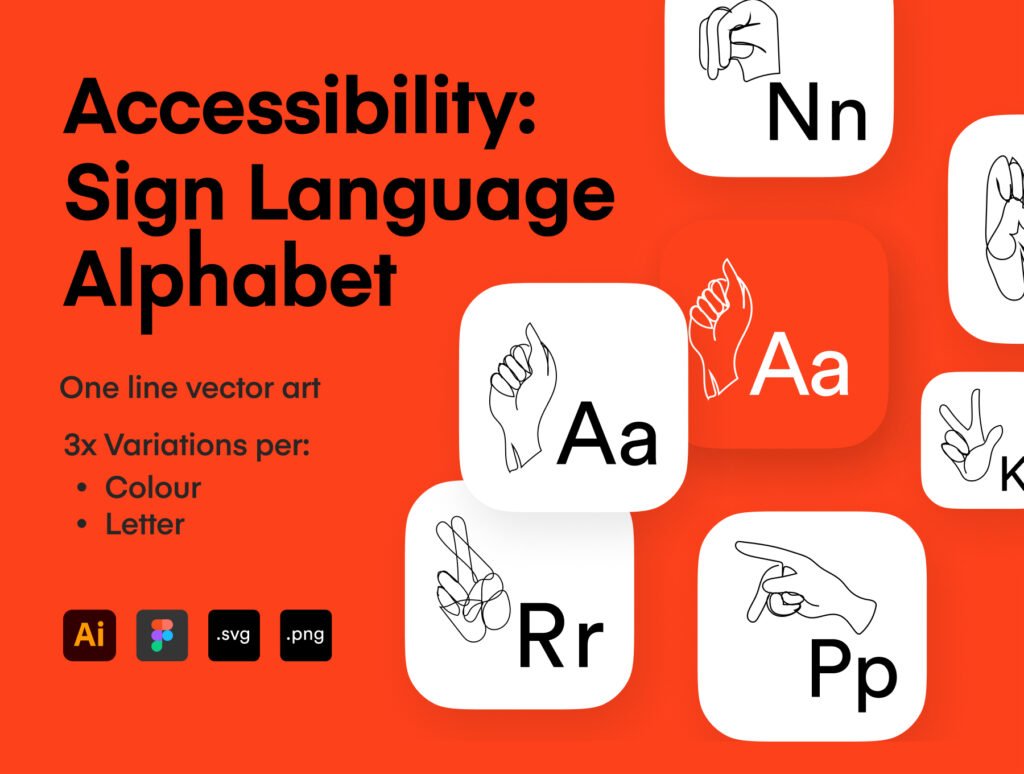 Accessibility: Sign Language Alphabet Icons Set