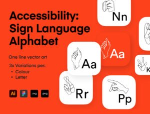 Accessibility: Sign Language Alphabet Icons Set