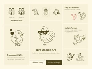 Bird Doodle Art Set