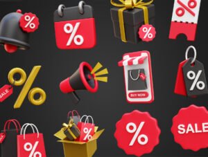 Black Friday 3D Icon Illustrations