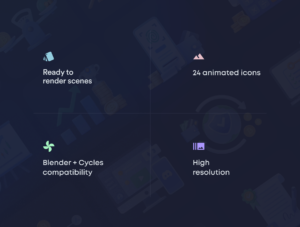 Blockchain 3D Animation Icon Set