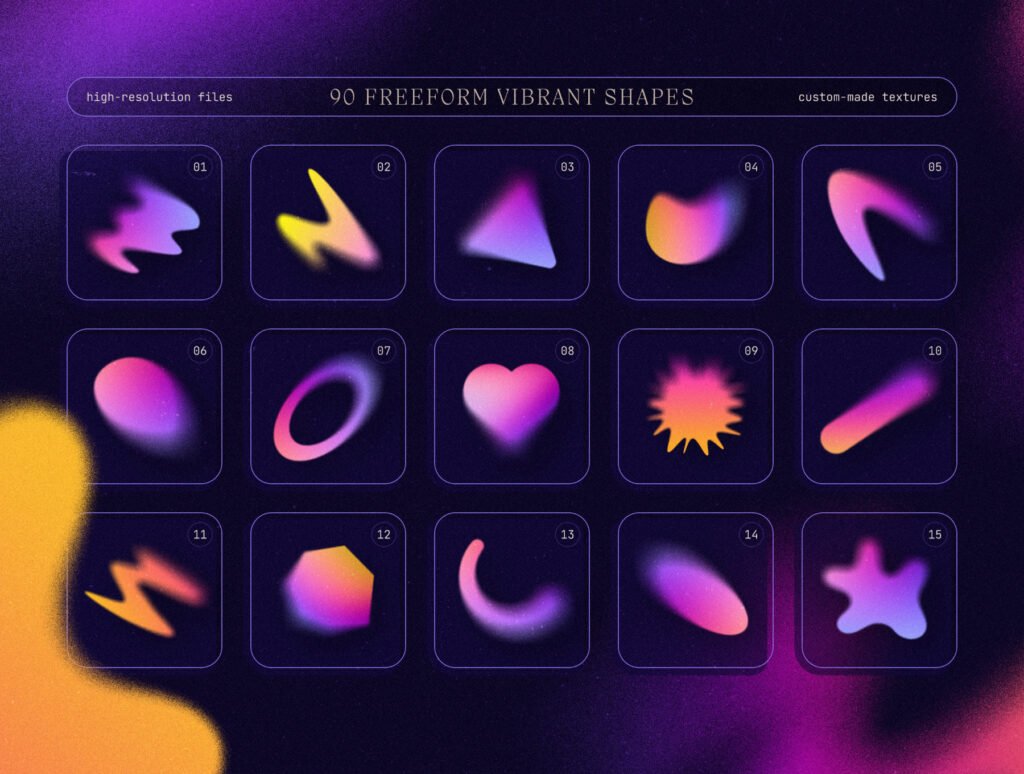 Blurry gradient shapes collection