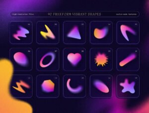 Blurry gradient shapes collection