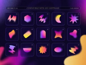 Blurry gradient shapes collection