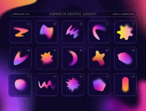 Blurry gradient shapes collection