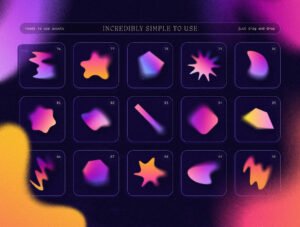 Blurry gradient shapes collection