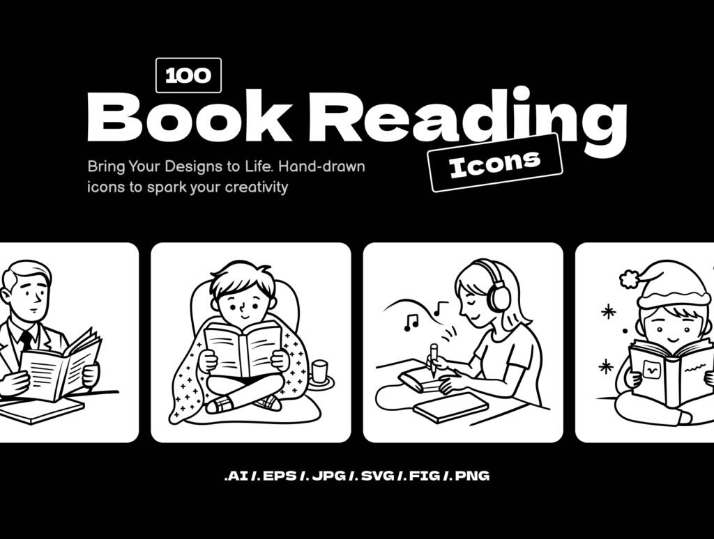 Book Reading Doodle Icons