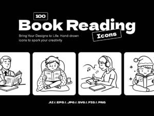 Book Reading Doodle Icons