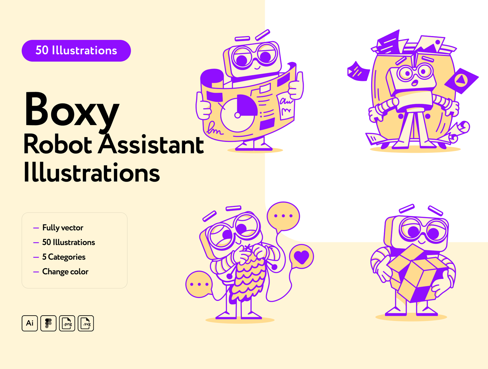 Boxy Robos Assistant Illustrations