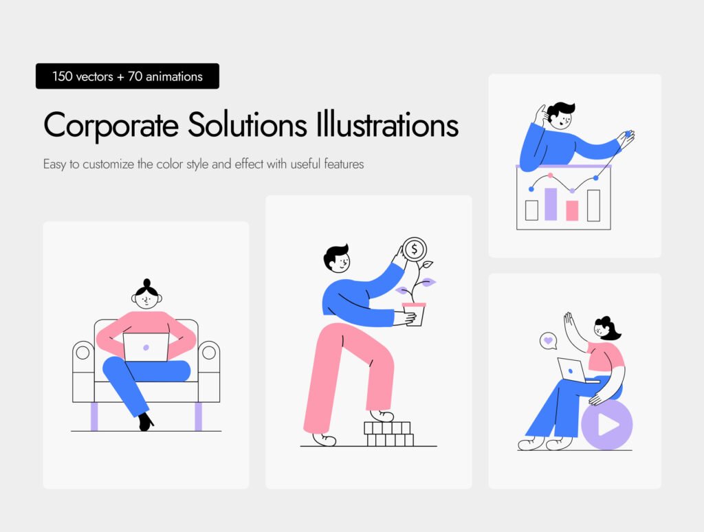 Bundle of Corporate Solutions Illustrations