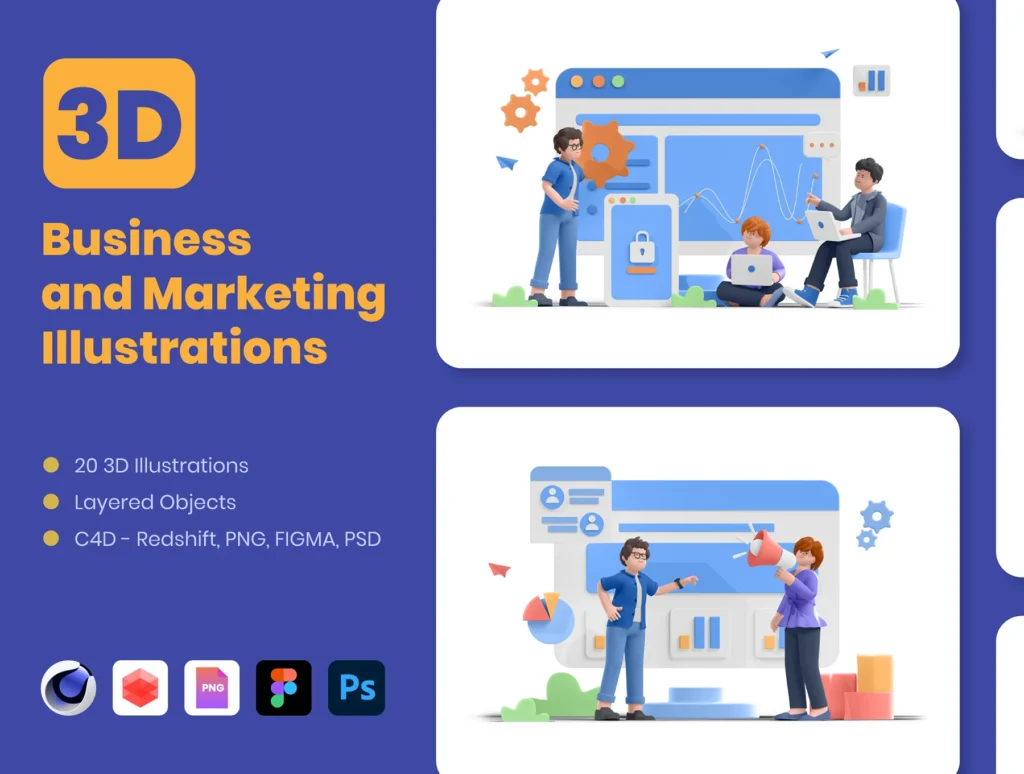 Business and Marketing 3D Illustration
