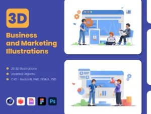 Business and Marketing 3D Illustration