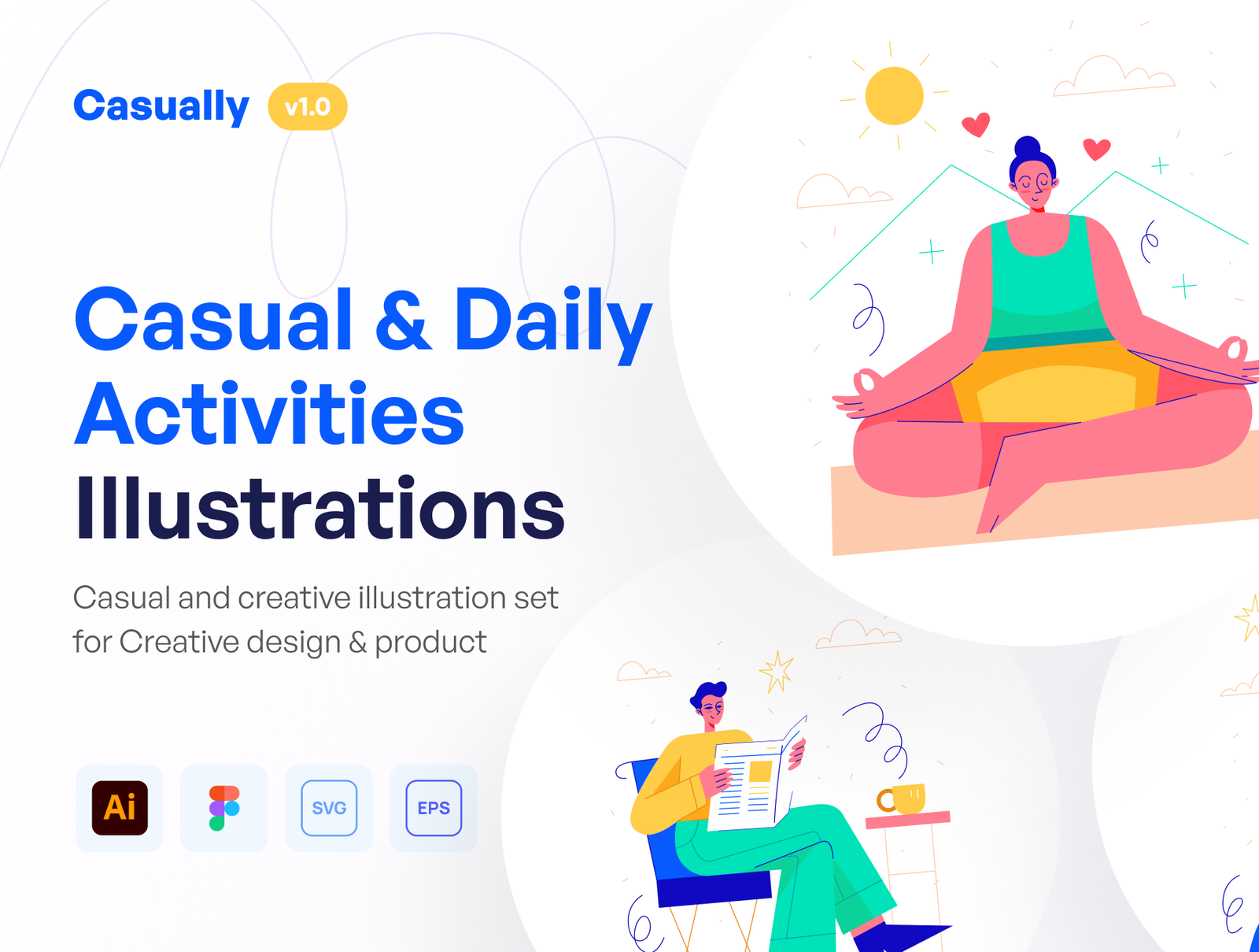 Casuallyy - Casual & Daily Activities Illustration Set Casually - Casual & Daily Activities Illustration Set