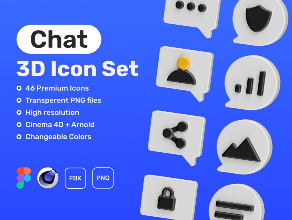 Chat 3D Icon Set