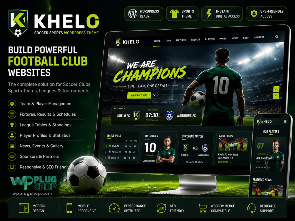 Khelo Soccer WordPress Theme – Sports Club, Football Team & League Builder