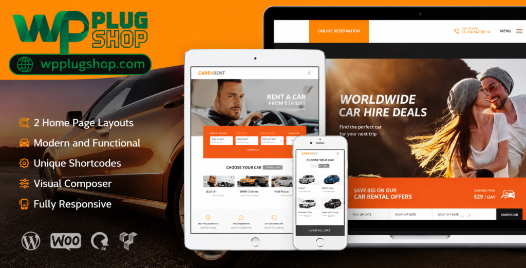 ⭐ Cars4Rent – Car Rental & Taxi Service WordPress Theme