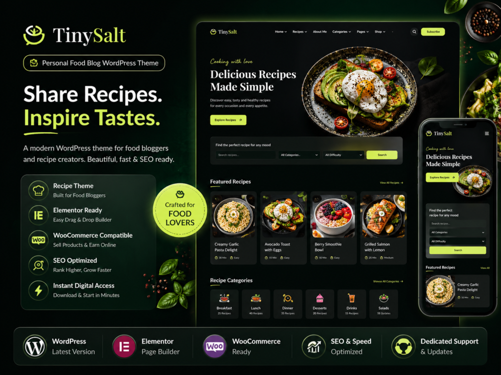TinySalt Personal Food Blog WordPress Theme