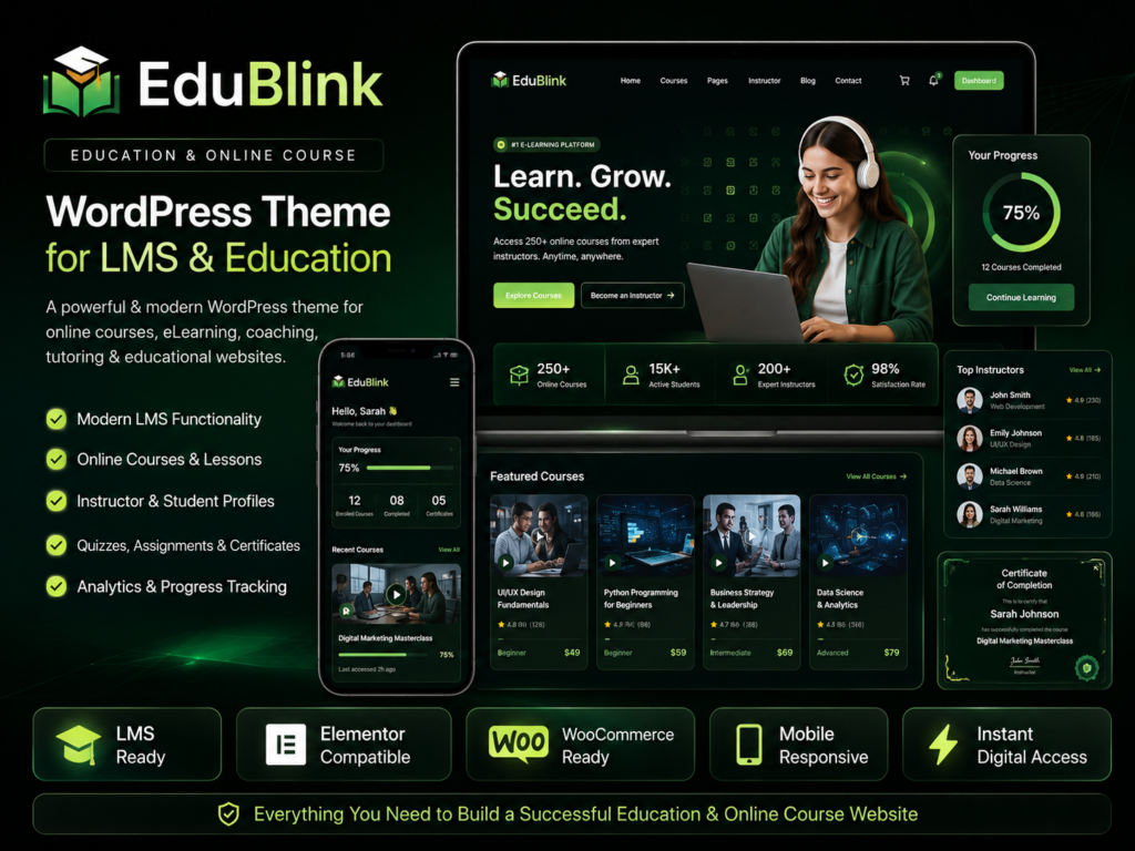 EduBlink – Education & Online Course WordPress Theme