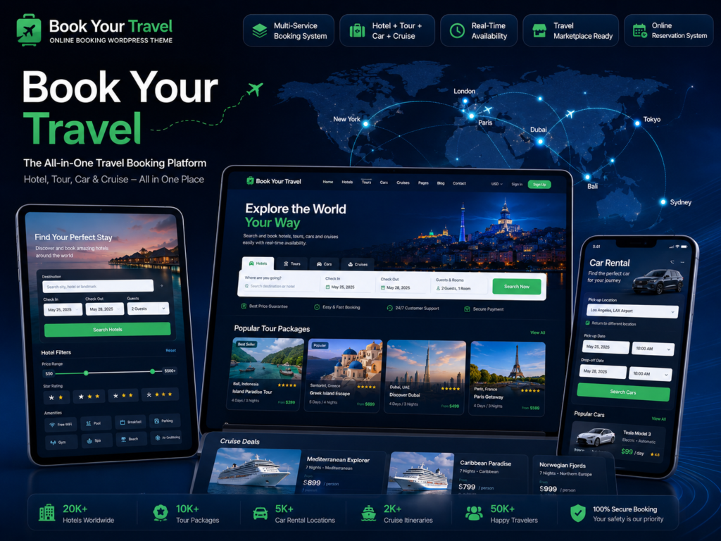 Book Your Travel – Travel Booking WordPress Theme