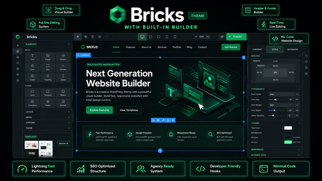 Bricks Theme with Built-In Builder for Fast WordPress Website Design Without Coding