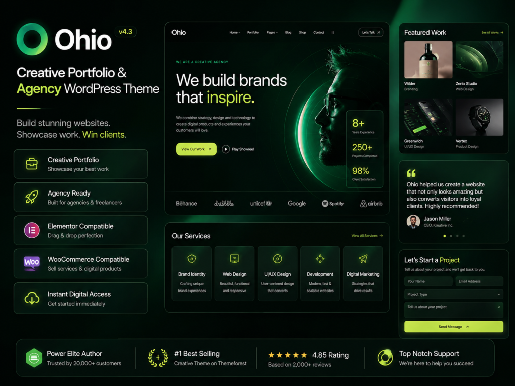 Ohio – Creative Portfolio & Agency WordPress Theme