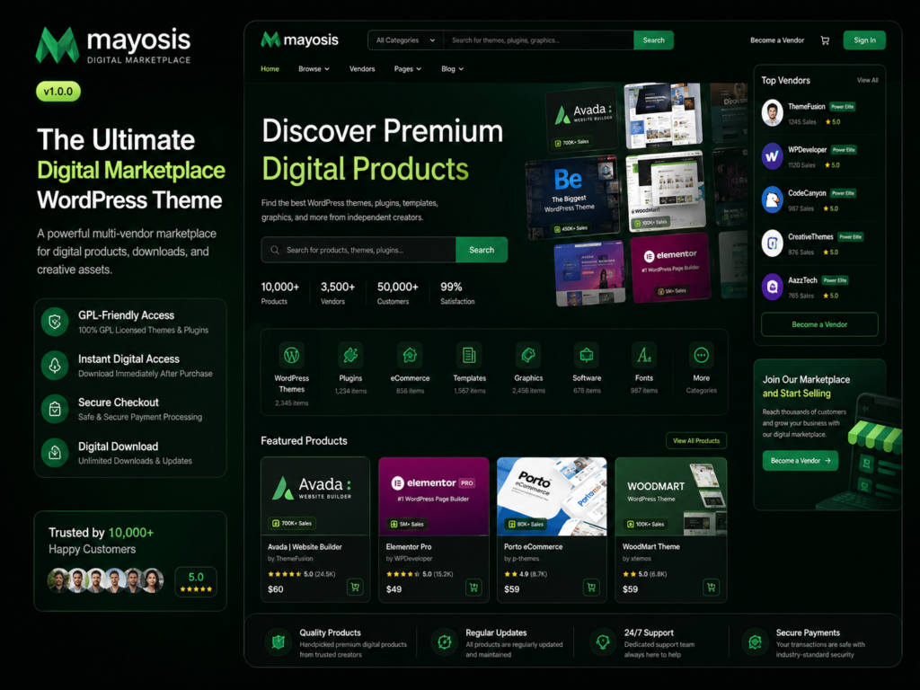 Mayosis Digital Marketplace WordPress Theme – Multi Vendor Digital Downloads Marketplace