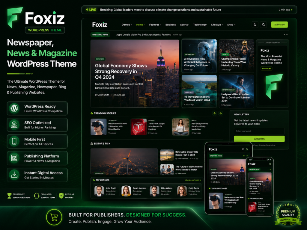Foxiz WordPress Newspaper, News & Magazine Theme – Professional Publishing & Editorial Website Solution