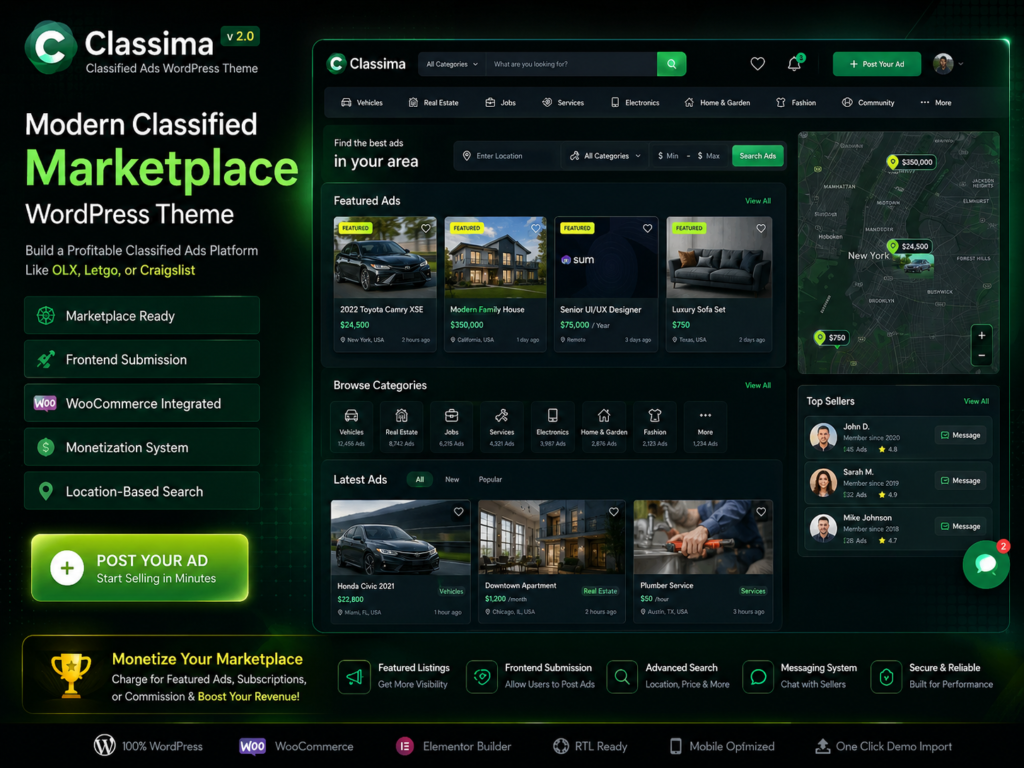 Classima Classified Ads WordPress Theme – Marketplace, Directory & Buy/Sell Listing Solution