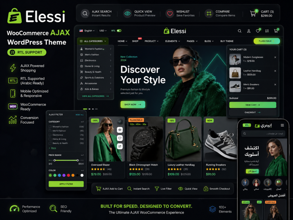 Elessi WooCommerce AJAX WordPress Theme RTL Support