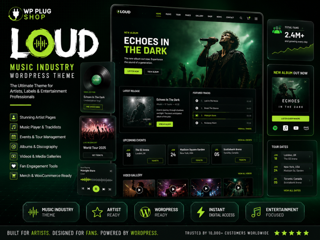 Loud Music Industry WordPress Theme – Modern Artist & Entertainment Solution