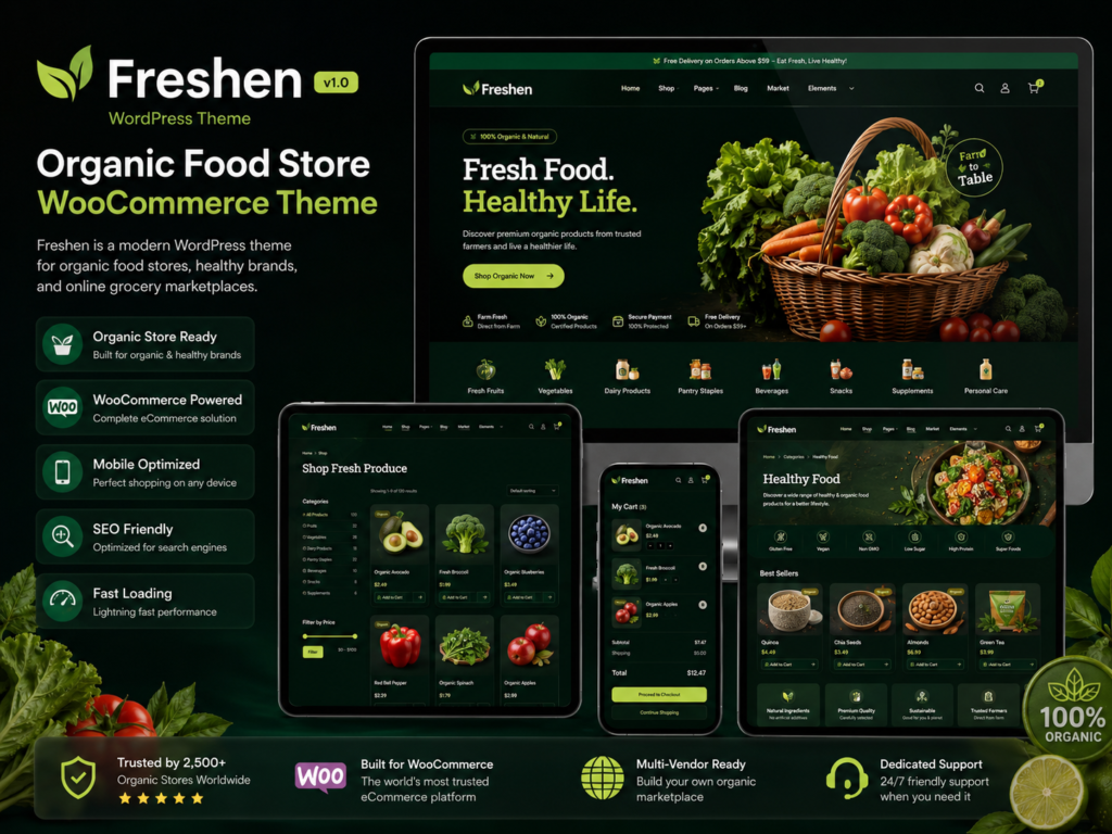 Freshen WordPress Theme – Organic Food Store WooCommerce Theme