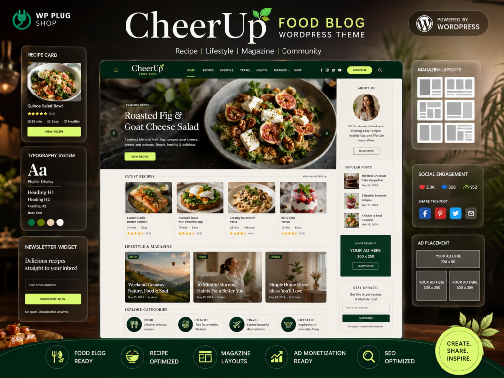 CheerUp Food Blog WordPress Theme – Recipe & Lifestyle Magazine Builder