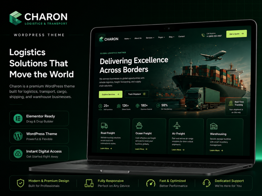 Charon WordPress Theme – Logistics, Transport & Cargo Business Elementor Theme