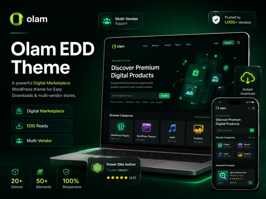 Olam WordPress Theme – Easy Digital Downloads Marketplace & Digital Store Theme