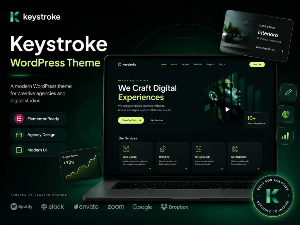 Keystroke WordPress Theme – Creative Agency & Elementor Portfolio Theme