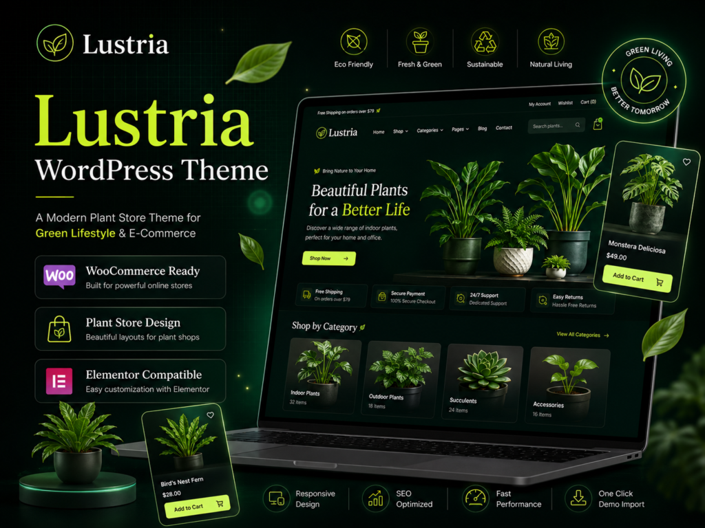 Lustria WordPress Theme – Plant Store & Gardening WooCommerce Theme