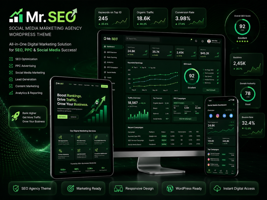Mr. SEO – Social Media Marketing Agency WordPress Theme