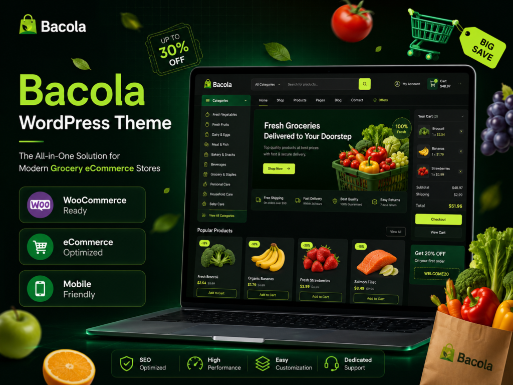 Bacola WordPress Theme – Grocery Store & Food eCommerce Theme