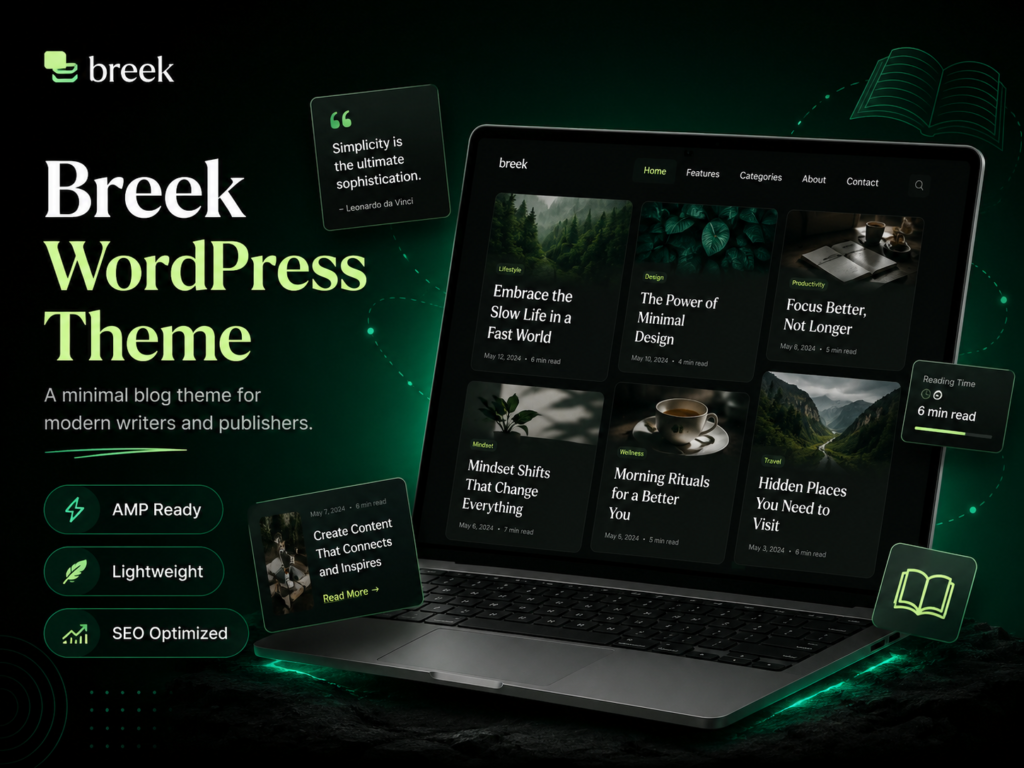 Breek WordPress Theme – Minimal Lightweight Masonry AMP Blog Theme