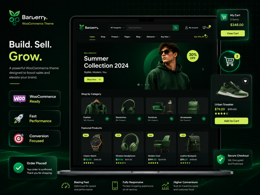 Barberry – Modern WooCommerce WordPress Theme (Fast, Minimal & Conversion-Focused)