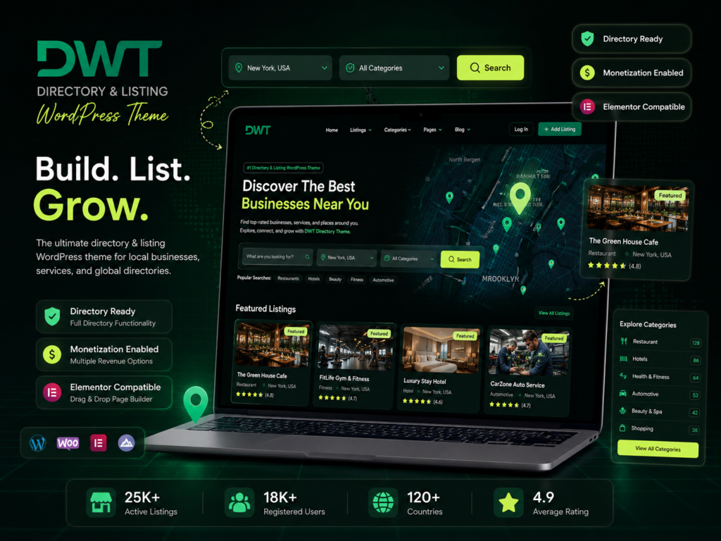 DWT – Directory & Listing WordPress Theme (Business Listings, Classified Ads & Monetization Ready)