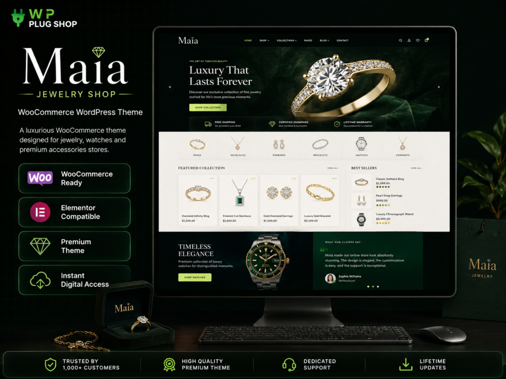 Maia Jewelry WordPress Theme | Premium All-in-One WooCommerce Luxury Boutique Solution